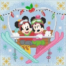 Σετ διαμαντένιας τέχνης Mickey και Minnie - Χειμώνας, 30 x 30 εκ, 6 τεμ.