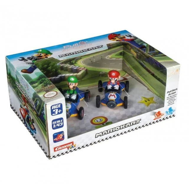 Σετ καροτσιού Pullback, Carrera, Super Mario, Mario και Luigi, 2 τεμάχια