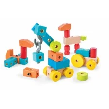 Σετ ξύλινοι χρωματιστοί κύβοι, Hape, 44 τεμάχια