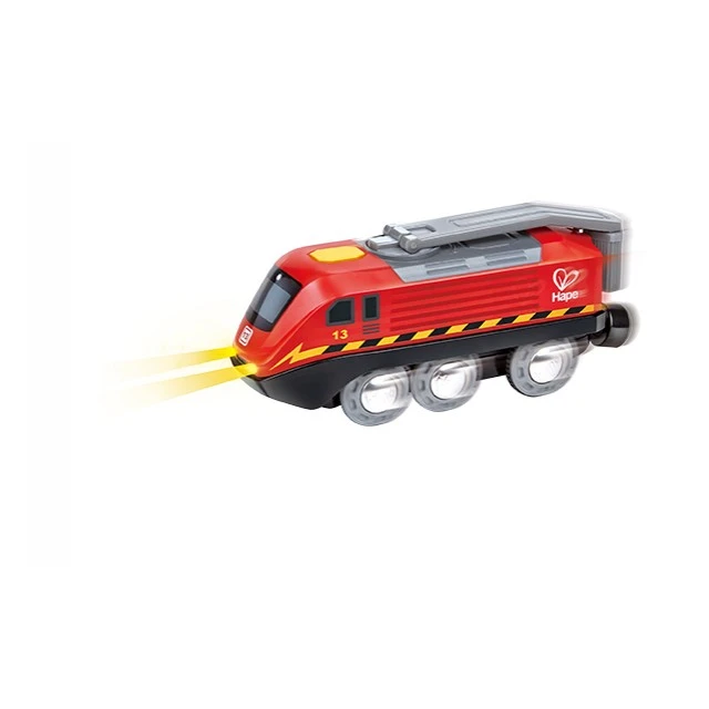 Τρένο με μανιβέλα και USB, Hape, Red