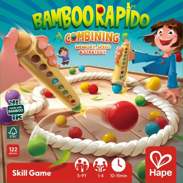 Ξύλινο παιχνίδι, Hape, Bamboo Rapido, μπαστούνια μπαμπού και συνδυασμοί χρωμάτων