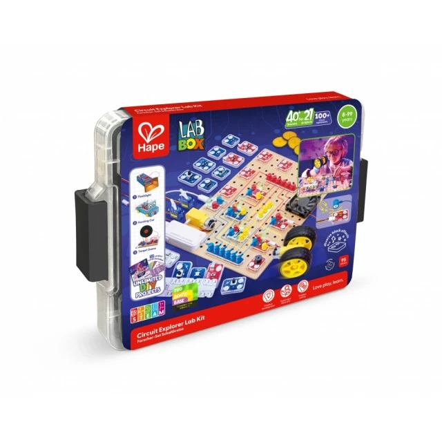 Εκπαιδευτικό σετ, Hape, LabBox, Εργαστήριο Έρευνας Κυκλωμάτων, 95 τεμάχια