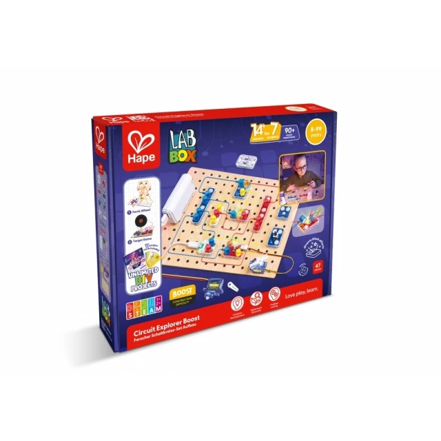 Εκπαιδευτικό σετ, Hape, LabBox, Εξερεύνηση κυκλώματος, Ανεβάζοντας επίπεδο, 47 τεμάχια