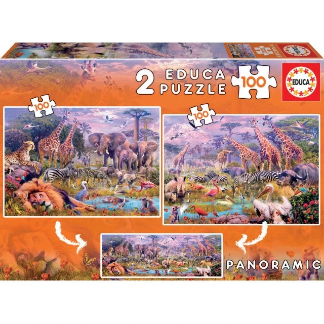 Άγρια ζώα - παζλ 2x100 τεμάχια