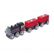 Ένα φορτηγό τρένο με μια ατμομηχανή