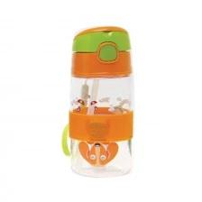 Μπουκάλι νερού με καλαμάκι 400ml πορτοκάλι