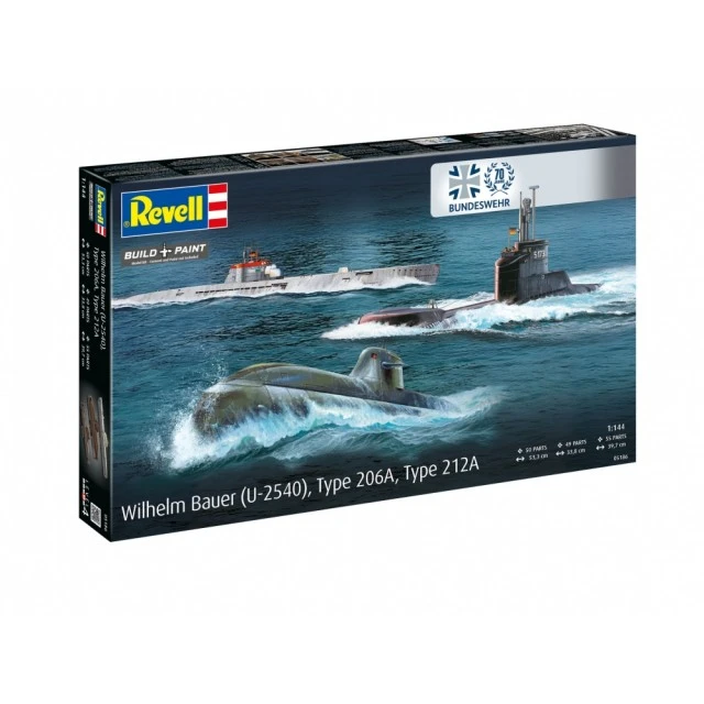 Κιτ μοντέλου συναρμολόγησης, Revell, υποβρύχιο Bundeswehr για την 70ή επέτειο: Wilhelm Bauer, Τύπος 206A, Κλάση 2, 154 ανταλλακτικά