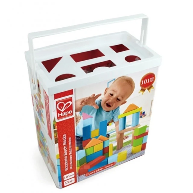 Ξύλινοι πολύχρωμοι κύβοι, Hape, 101 τεμάχια
