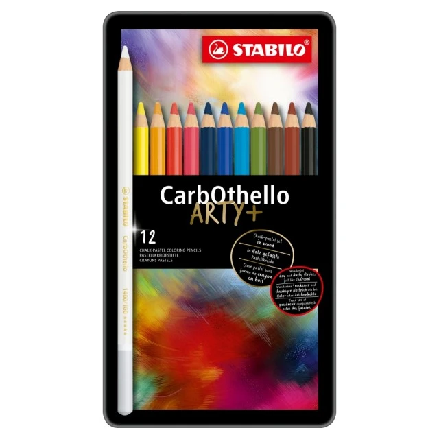Σετ παστέλ μολύβια, Stabilo, CarbOthello μεταλλικό κουτί ST1412-6, 12 χρώματα