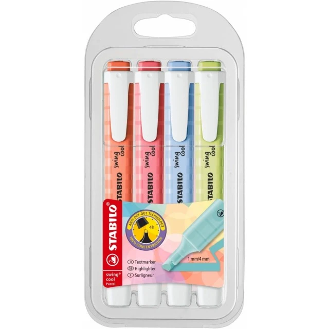 Σετ μαρκαδόρων κειμένου, Stabilo, Swing Cool Pastel ST275/4-08-1, 4 χρώματα