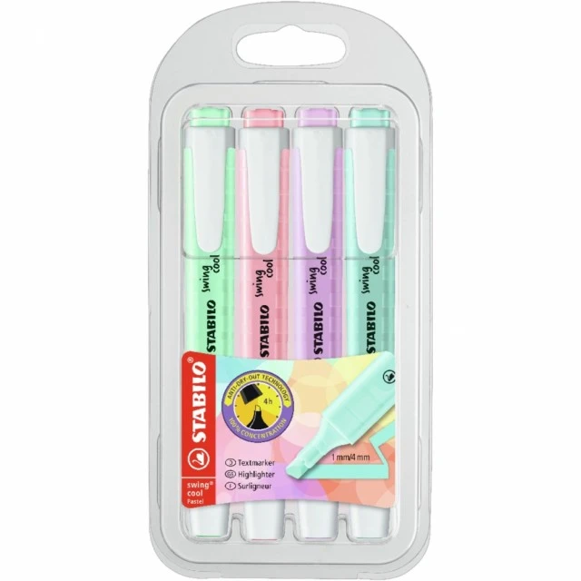 Σετ μαρκαδόρων κειμένου, Stabilo, Swing Cool Pastel ST275/4-08, 4 χρώματα