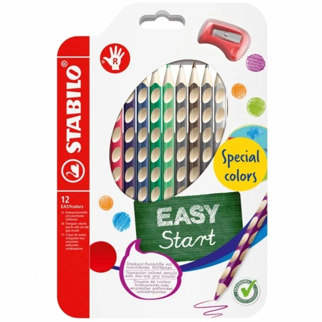 Σετ εργονομικά χρωματιστά μολύβια, Stabilo, EASYcolors δεξιά, 12 χρώματα, δεξί