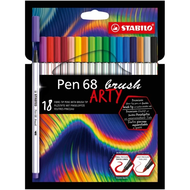 Σετ μαρκαδόροι, Stabilo, Pen 68 Brush Arty ST568/18-21-20, 18 χρώματα