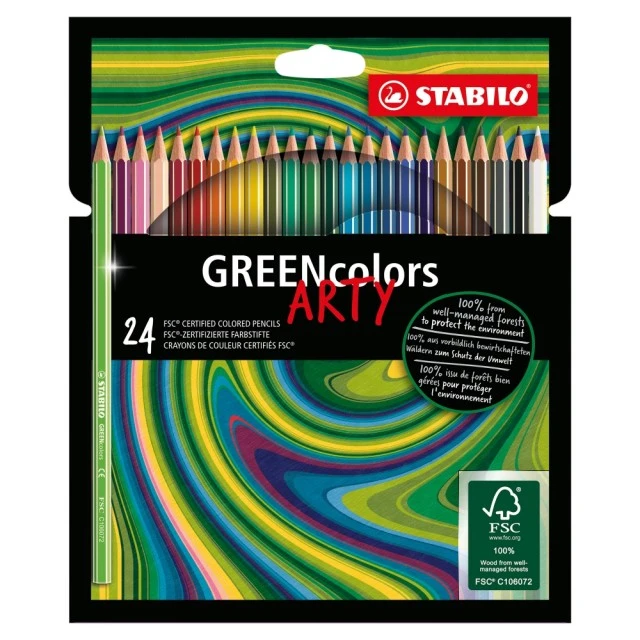 Σετ χρωματιστά μολύβια, Stabilo, GREENcolors Arty, ST6019/24-1-20, 24 χρώματα