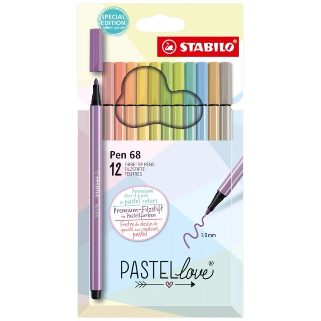 Σετ μαρκαδόροι, Stabilo, Στυλό 68 Pastellove, ST6812-7-7, 12 χρώματα