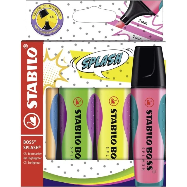 Σετ μαρκαδόρων κειμένου, Stabilo, Boss Splash ST75/4, 4 χρώματα