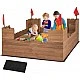 Ξύλινο sandbox με πάγκους Castle, Costway