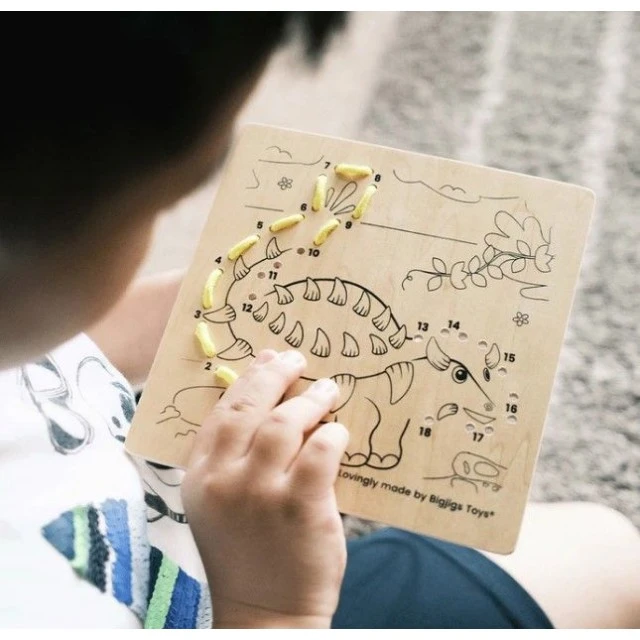 Bigjigs - Δημιουργικό σετ ραψίματος με αριθμούς - Δεινόσαυροι