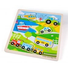 Bigjigs - Ξύλινο παζλ με ήχους - Μεταφορά