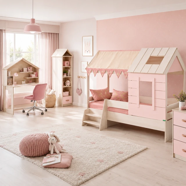 Παιδικό κρεβάτι-σπίτι PINK HOUSE - 90 x 200