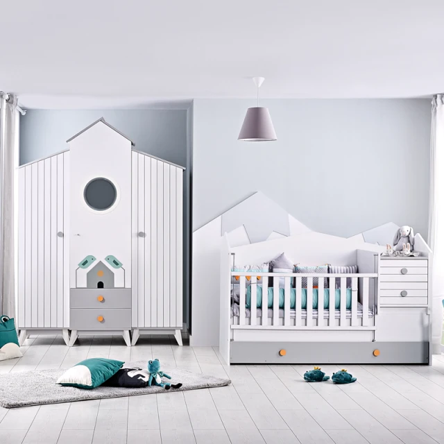 Βρεφική κούνια και παιδικό κρεβάτι 2 in1 BIRD HOUSE 70 x 170