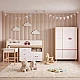 Παιδική Τρίφυλλη Ντουλάπα GINGER HOME CHERRY, με Ράφια, Μοχλό Κρεμάστρας και 6 Πόρτες, Λευκό, Ροζ και Φυσικό Ξύλο, 120x60x180 εκ.
