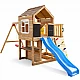 Μεγάλο Ξύλινο Παιδικό Σπιτάκι για την Αυλή GINGER HOME με Τσουλήθρα, 2 Κούνιες, Πλαίσιο Αναρρίχησης και Σκάμμα – 250×150×267 εκ.