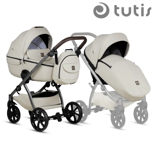 Tutis UNO 5+ Δερμάτινο καρότσι μωρού 2σε 1 168 Μαύρο Σουσάμι
