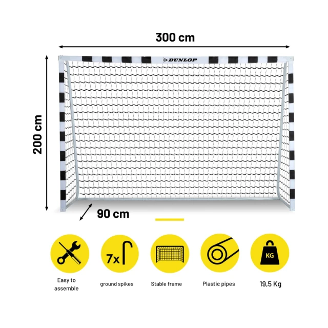 Τερματικό ποδοσφαιρικό τέρμα Dunlop 300x200x90 εκ.