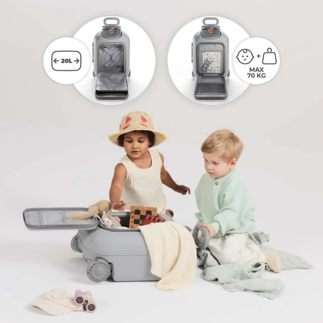 Βαλίτσα KinderKraft CABBY με κάθισμα ΓΚΡΙ