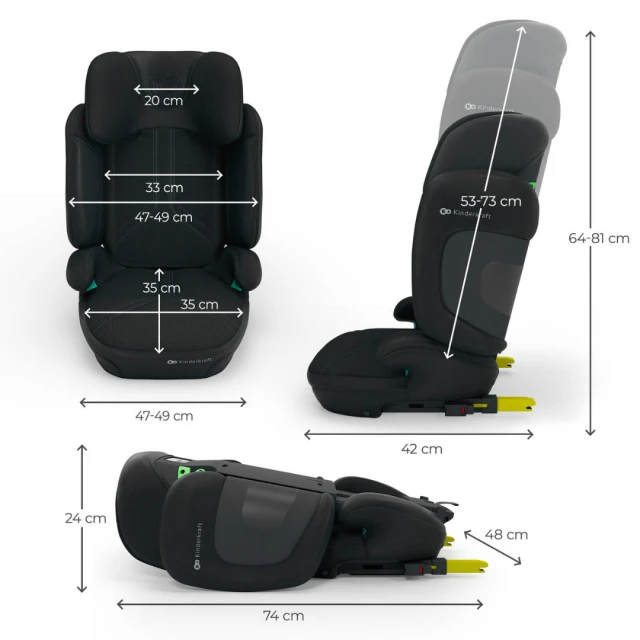 Κάθισμα αυτοκινήτου Kinderkraft XPAND 2 PRO 100-150 cm ΠΡΑΣΙΝΟ