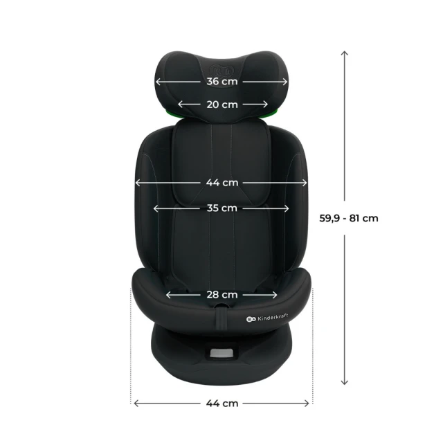 Κάθισμα αυτοκινήτου Kinderkraft I-Grow 2 PLUS 40-150 cm ΜΑΥΡΟ