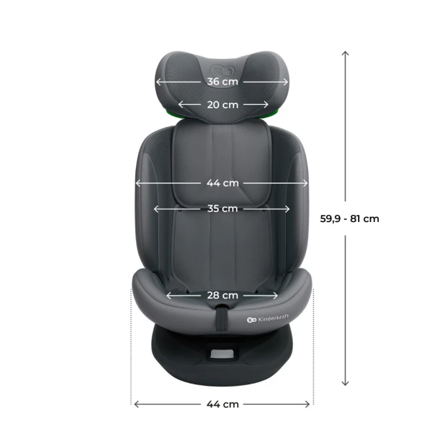 Κάθισμα αυτοκινήτου Kinderkraft I-Grow 2 PLUS 40-150 cm ΓΚΡΙ