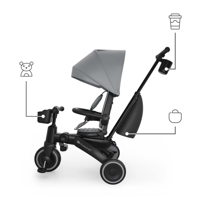 KinderKraft JAZZ 3 αναδιπλούμενο τρίκυκλο GREY