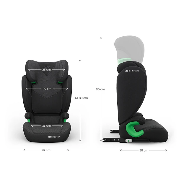 Κάθισμα αυτοκινήτου KinderKraft JUNIOR FIX 2 PLUS ΜΑΥΡΟ