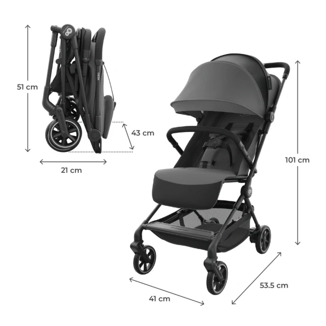 Καρότσι μωρού Kinderkraft NEBO PLATINUM GRAY