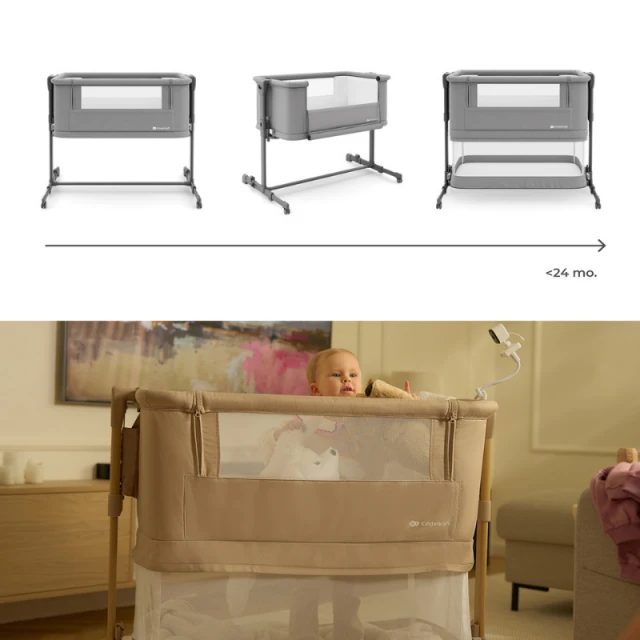 KinderKraft NESTE GROW 2 βρεφική κούνια ΣΚΟΥΡΟ ΓΚΡΙ