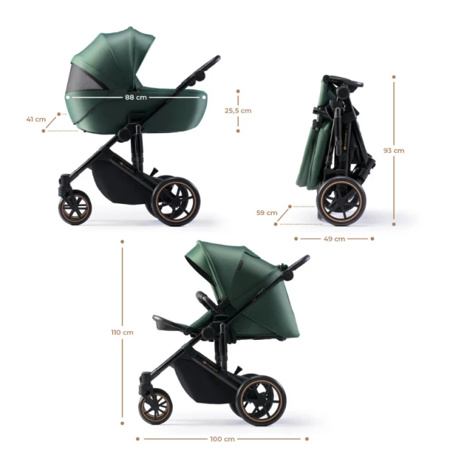 Παιδικό καρότσι Kinderkraft Prime 2 2σε1 ΣΚΟΥΡΟ ΠΡΑΣΙΝΟ