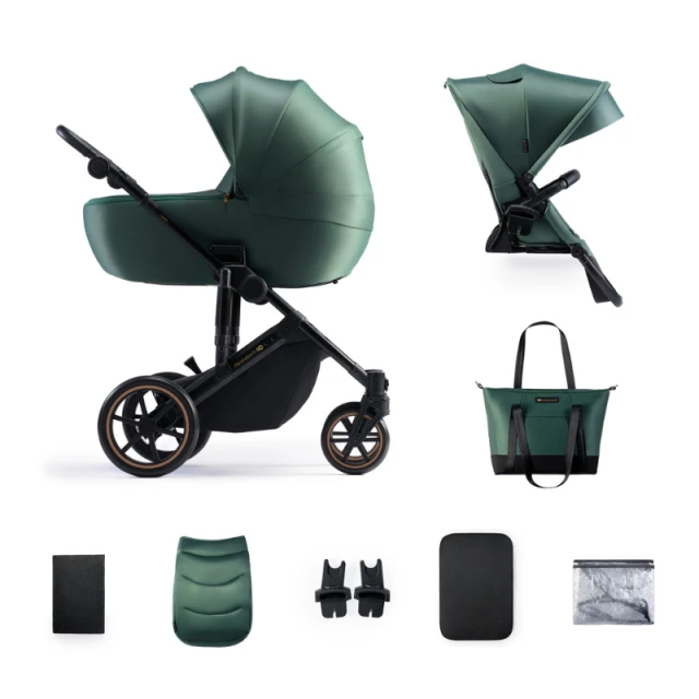 Παιδικό καρότσι Kinderkraft Prime 2 2σε1 ΣΚΟΥΡΟ ΠΡΑΣΙΝΟ