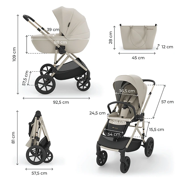 Βρεφικό καρότσι Kinderkraft Prime 3 2σε 1 ΜΠΕΖ