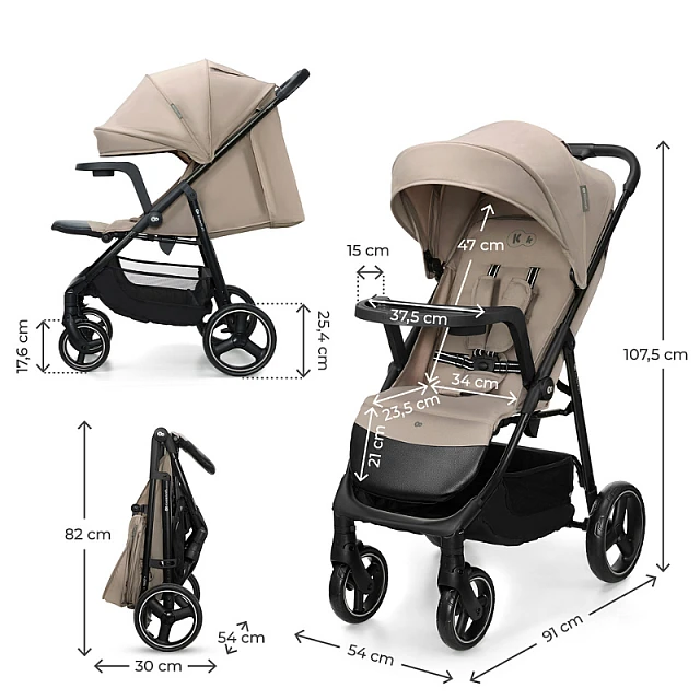 Παιδικό καρότσι Kinderkraft TRIG 3 με δίσκο STONE BEIGE