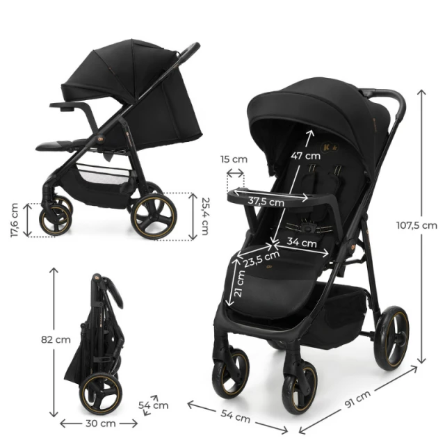 Παιδικό καρότσι Kinderkraft TRIG 3 με δίσκο ONYX BLACK