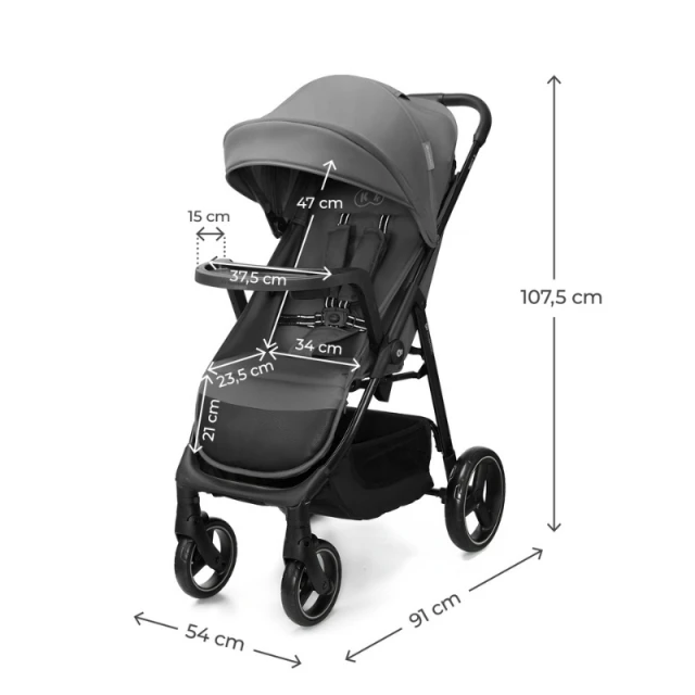 Παιδικό καρότσι Kinderkraft TRIG 3 με δίσκο Γρανίτης Γκρι