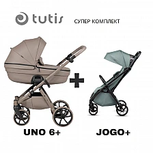 Tutis UNO 6+ Δερμάτινο καροτσάκι μωρού 2σε 1 185 Nocciola + JOGO+ μέντα