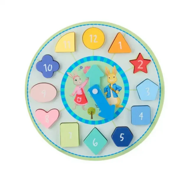 Ξύλινο Peter Rabbit Puzzle, Ρολόι, παστέλ χρώματα