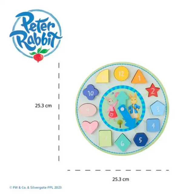 Ξύλινο Peter Rabbit Puzzle, Ρολόι, παστέλ χρώματα