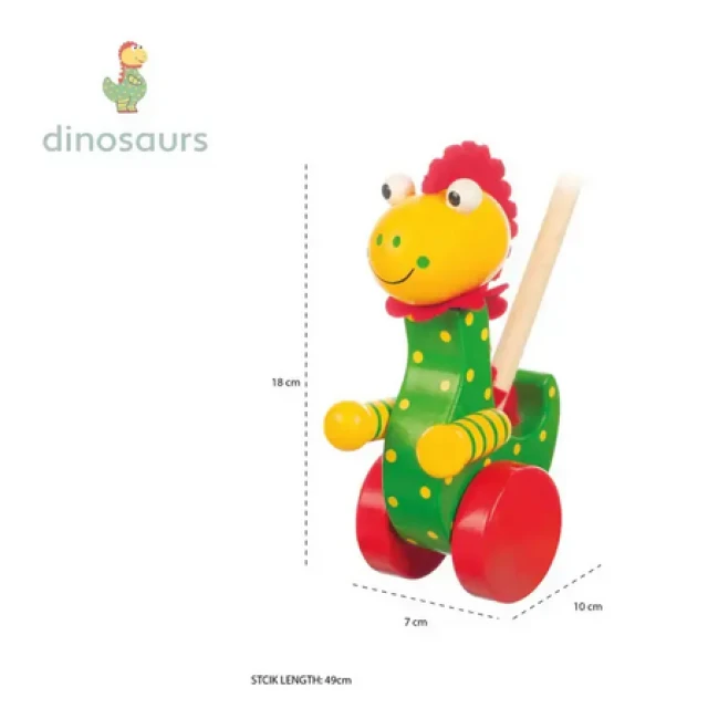 Ξύλινη σπρωχτή Χαρούμενος δεινόσαυρος - Dinosaurs