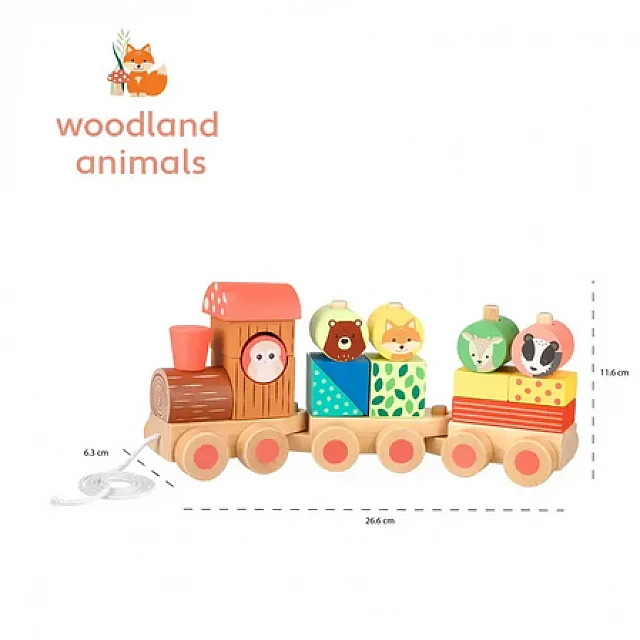 Ξύλινο τρενάκι έλξης, σορτέρ - Woodland Animals