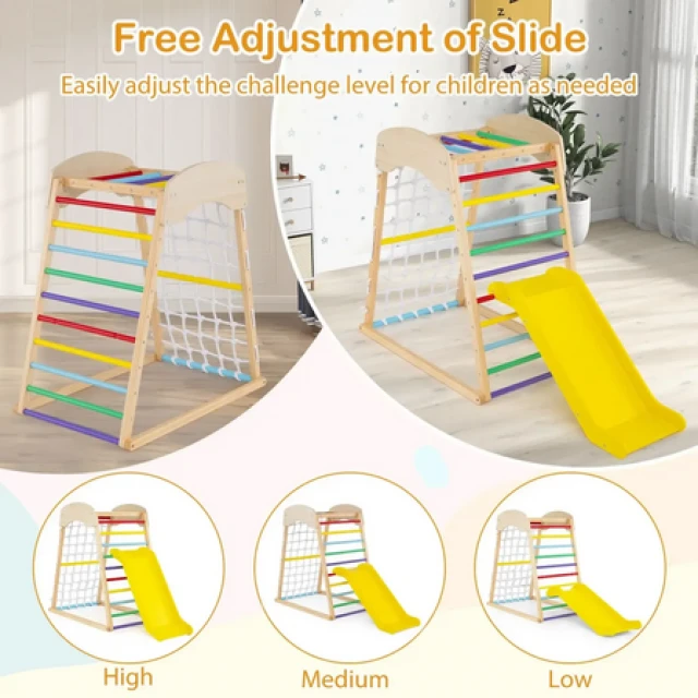Σκελετός αναρρίχησης με τσουλήθρα 4σε1, πολύχρωμο, Costway
