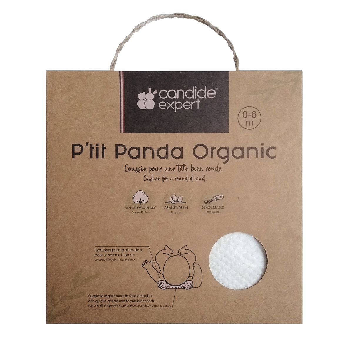 P'Tit Panda βιολογικό μαξιλάρι για καλά στρογγυλεμένο κεφάλι Candide